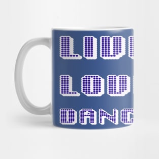 Live Love Dance Blue and White Geometric Seventies Disco Text Mug